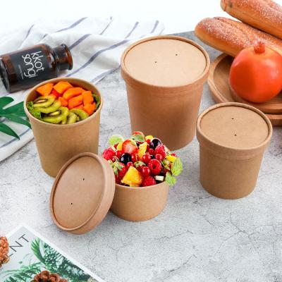 China Rice Salad Ice Cream Food Container Recyclable Custom Disposable Paper Soup Bowl With Lid for sale