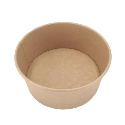 China Recyclable Eco Friendly Disposable Kraft Paper Salad Bowl With Pla Lid for sale