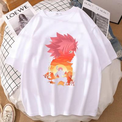 China Anime Anti-Shrink Super Hero Brand Men's Clothing OEM Natsu Short Sleeve Logo Customization Black And White for sale