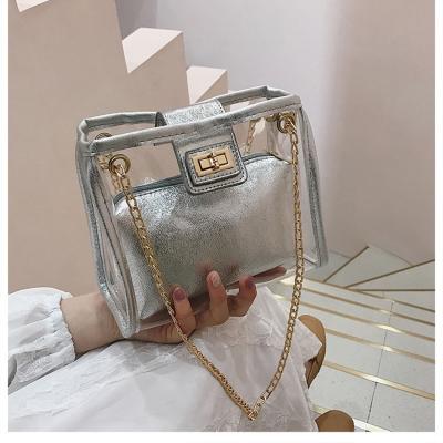 China Clear Square Messenger Bags Jelly Handbags Women PVC PVC Single Shoulder Transparent Casual Lady Bags for sale