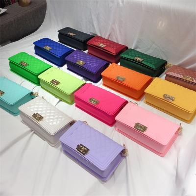 China PU Ladies Shoulder Messenger Bags Elegant Female Square Pure PVC Jelly Purse Bags Leather Women Handbags for sale