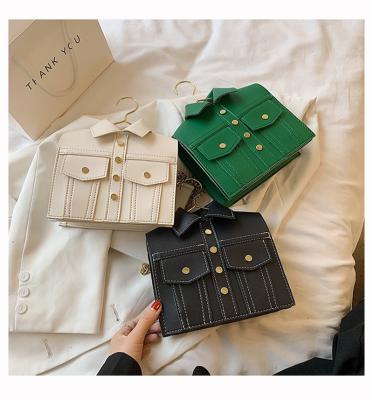 China PU Personality Designer Jacket Clothes Shape Funny Women Purses And Handbags Summer Chain Shoulder Bags for sale