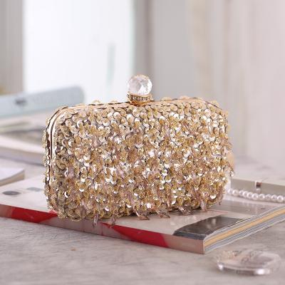 China Handmade Rhinestone Fashion Shinny Sequin Purse Beaded Clutch Bags Handmade Women Elegant Flowers Wedding Evening Clutch Bags for sale