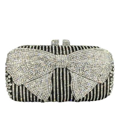 China Diamond Elegant Women Bow Evening Bags Ladies Crystal Clutch Purse Wedding Party Rhinestone Handbags for sale