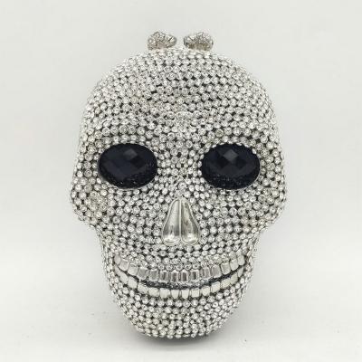 China Skull Purse Wholesale Fashionable Luxury Crystal Rhinestone Clutch For Party Wedding Evening Diamond Skull Purse Formal Bag for sale