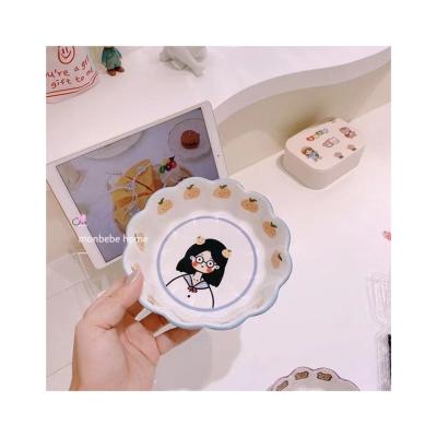 China Wholesale Cute Decorated Ceramic Tableware Children Lunch Dessert Bowl Fruit Salad Hand Painted Bowl for sale