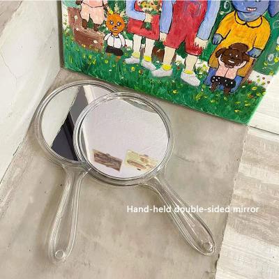 China Portable Handheld Transparent Double Sided Mirror Customized Round Mirror Mini Pocket Mirror Handle Mirror Pocket Beauty Makeup Mirror for sale