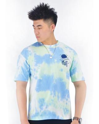 China Custom Made Anti-Wrinkle Mens O-Neck T-shirts Hip Hop Sleeve Tie Dye Short T-Shirts for sale