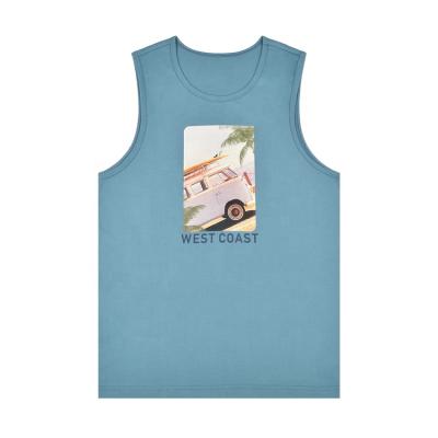 China Summer Men's White Cotton Tank Breathable Smooth Gym Tops T-Shirts For Surfing Screen Printing For Men's Fit for sale