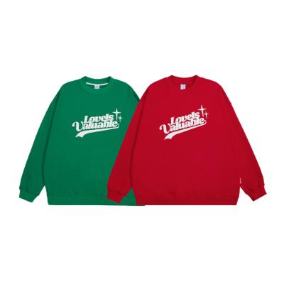 China 100% Cotton High Quality Red Green Christmas White Graphic Anti-Wrinkle Printed Plus Size Sweaters Hoodies Sweatshirts for sale