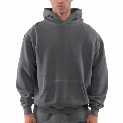 China Anti-wrinkle men high quality cotton terry fleece hoodie white drop shoulder streetwear pullover heavy heavy oversized french hoodie for sale