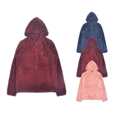 China Full Zipper Sherpa Hoodie Jacket Women Thermal Fleece Anti-Static Soft Plush Hooded Outdoor Coat for sale