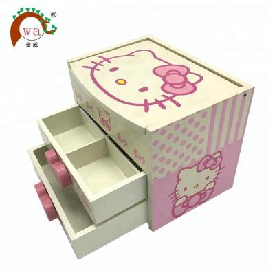 China Wooden Custom Hello Kitty Wooden Jewelry Storage Box For Jewelry Toy for sale