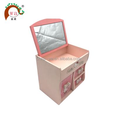 China Hello Kitty MDF Wooden Cosmetic Jewelry Box Wooden Hello Toy With Mirror for sale