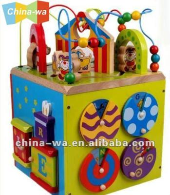 China new multi role wooden cube zoo bead busy game 30*30*43 cm for sale