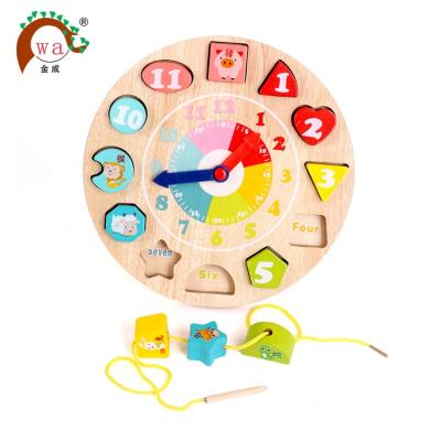 China Toy Time Teaching Kid Wooden Educational Wooden 3d Puzzle IQ Wooden Puzzle Clock Toy for Children for sale