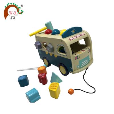 China Toy Christmas Gift Child Educational Disassembling Knock Ball Vehicle Wooden Car Toys Vehicle Toys for sale