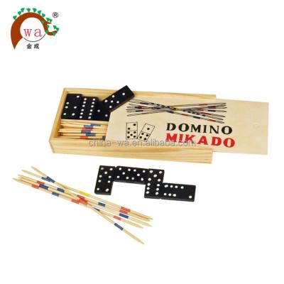 China Wooden mikado and domino set wooden toy with wooden box for sale