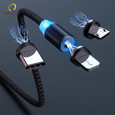 China 2A Fast Charging Speed ​​3 In 1 Magnetic USB Cable 2A Cord Fast Charging Type Micro C Quick Charger Line For Samsung S21 Ultra Huawei Xiaomi for sale