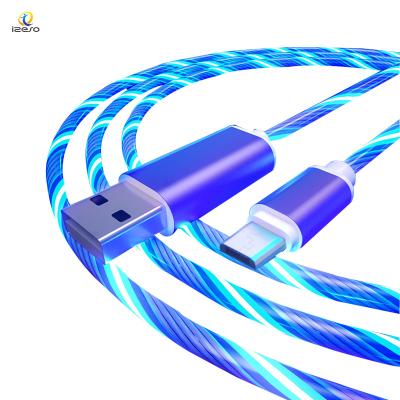 China 2A Fast Charging Amazon Success Led Glow USB Cable 2A USB Cable 3ft Micro Flowing Fast Charger Micro Type C Fast Charger For Samsung S21 for sale