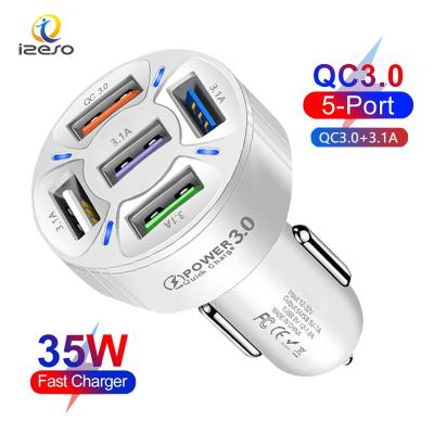 China QC 3.0 Car Phone Quick Charger QC3.0 5 Ports Universal USB Fast Charging Adapter 35W Car Charger for sale