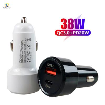 China 38W Car Charger PD Fast Charging QC3.0 Mobile Phone Charger Type C USB Fast Car Charger For iPhone 13 for sale