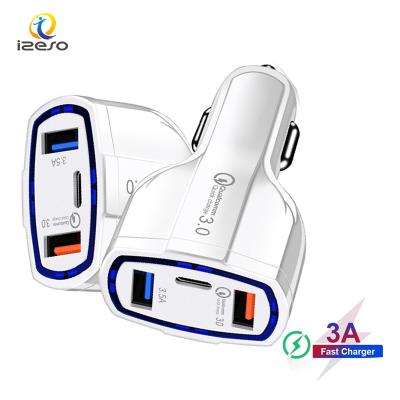 China QC 3.0 Quick Charger QC3.0 Car Charger 3 in 1 Type-C Fast Charging Adapter PD Car Phone Charger for iPhone 13 pro Max Samsung for sale