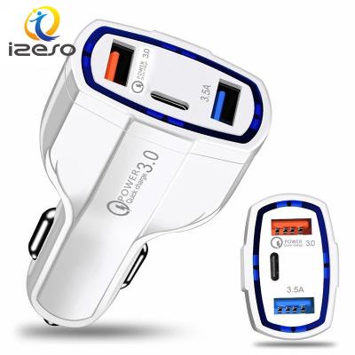 China Mobile Phone/Ipad/Camera/PDA/MP3 Universal QC3.0 Dual Type USB C 7A PD Car Charger 3 in 1 Car Phone Fast Charger Adapter for sale