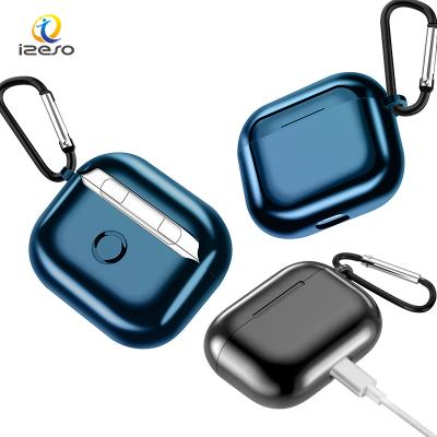 China Full Protective High Quality Electroplating Case For Air Pods 3 TPU Anti-drop Luxury Earphone Cover For Airpods pro with Clasp Hook for sale