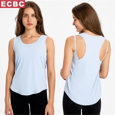 China Lulu Lemon Sports Blouse Women's Yoga Tops Solid Color I-shaped Back T-shirt Breathable Sleeveless Breathable Spring Loose Casual Handsome for sale