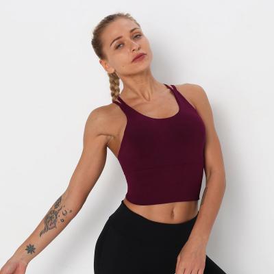 China Breathable Quality Stretch Yoga Bra Halter Sports Bra For Women Yoga Tops With Built In Bra for sale