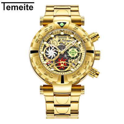 China TEMEITE brand automatic top unique design big date dial style men's quartz watch steel band wholesale custom watches for sale