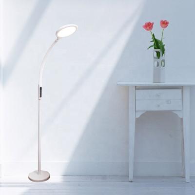 China 2021 Custom Decorative Long Arm 18w White Standard Living Room Decorative Modern Smart Led Straight Floor Lamps for sale