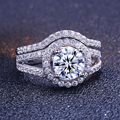 China FASHIONABLE Zircon Sterling Silver 925 Ring Set Women Wedding Diamond Wedding Bridal Jewelry Fashion Jewelry Row Set for sale