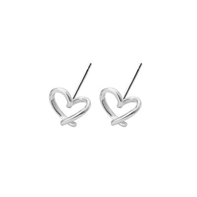 China FASHIONABLE Heart Hollow Stud Earrings Open Heart Stud Earrings For Women Girls Sterling Silver Love Earrings 2022 Jewelry Party Accessory for sale