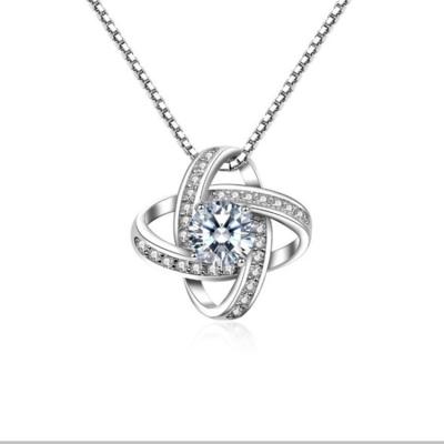 China Other 925 Sterling Silver Cubic Zirconia Leaf Clover Pendant Necklace Four Full of Rotating Diamonds Zircon Pendant for sale