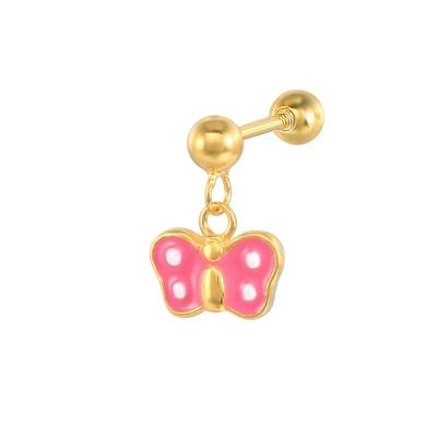 China Cute Cute Butterfly Stud Earrings For Girls 925 Sterling Silver Earrings Studs Women Gold Plated Body Piercing Jewelry for sale