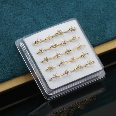 China 20 Pcs Fashion TRENDY Clover Set Zircon Nose Ring Stud Earrings 925 Sterling Silver Nose Ring Set Body Jewelry Gifts For Women Girls for sale