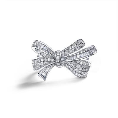 China ISS Romantic Hot Sale Bow Tie Ring 925 Sterling Silver Ring For Women Gift Jewelry Silver Ring Gift For Girlfriend for sale