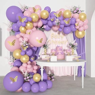 China White Arch Garland Kit Set 135pcs Latex Balloon Purple Color Macaron Modern Rose Purple for sale