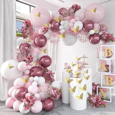 China Modern Little Girl Birthday Party Balloon Garland 3D Red Butterflies Balloon Sets Decoration Kit for sale