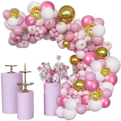 China Rose Red 4D Modern Gold White Pink Balloons Around Balloon Birthday Balloon Arch Decoration Set for sale