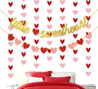 China Modern Valentine's Day Gold Little Lovers Banner Wedding Present Red-Pink Party Decoration for sale