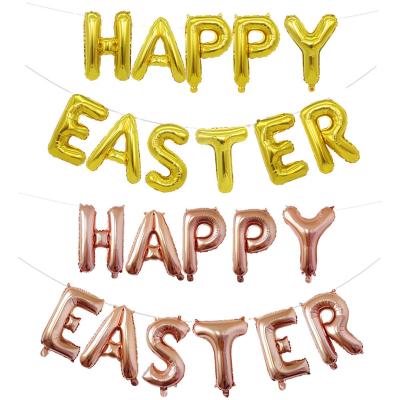 China Fashional Factory Price 16inch Multicolor Happy Easter Foil Balloon Happy Easter Letter Balloon for sale