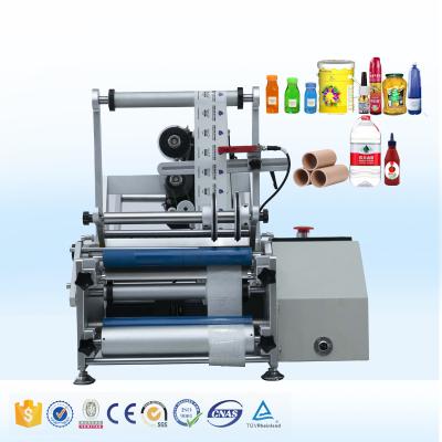 China Semi Automatic Food Pet Tin Can Water Milk Carton Juice Plastic Label Sticking Machine For Round Bottle Vial Labeling Machine for sale