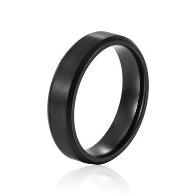 China Black Plated Engagement Ring Mens Fashion Wedding Bands CLASSIC Titanium Jewelry for sale