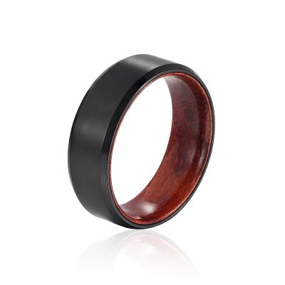 China CLASSIC Elegant Men's Accessories Engagement Ring Titanium Jewelry Bridegroom Wedding Wood Bands Black Plated for sale