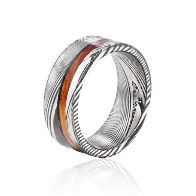 China Engagement Ring Wedding Bands Wood Ring Fashion Damascus Steel Men's Jewelry CLASSIC for sale