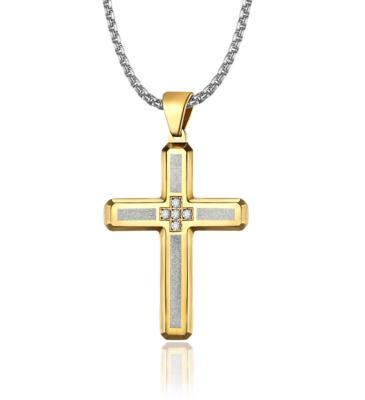 China 316 Stainless Steel 18K IP Gold Plating TRENDY Cross Pendant Necklace For Men Religious Jewelery Gift for sale