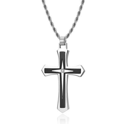 China TRENDY 316 Stainless Steel Cross Pendant Necklace For Men Religious Jewelery For Boy Christian Gift for sale